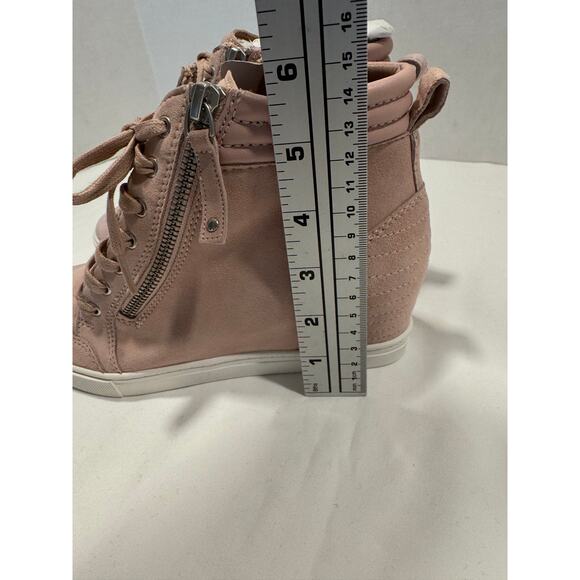 Linea Paolo Niya Wedge High-Top Sneaker Shoes Womens Size 7.5 M Blush Pink Suede - Picture 8 of 12